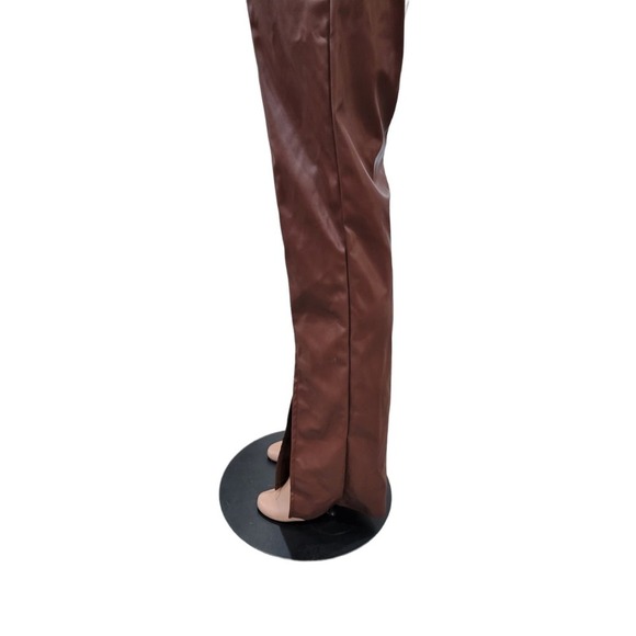 NEW Pretty Little Things Faux Leather Split Hem Trousers Pants Size 6‎ Brown - Picture 8 of 16